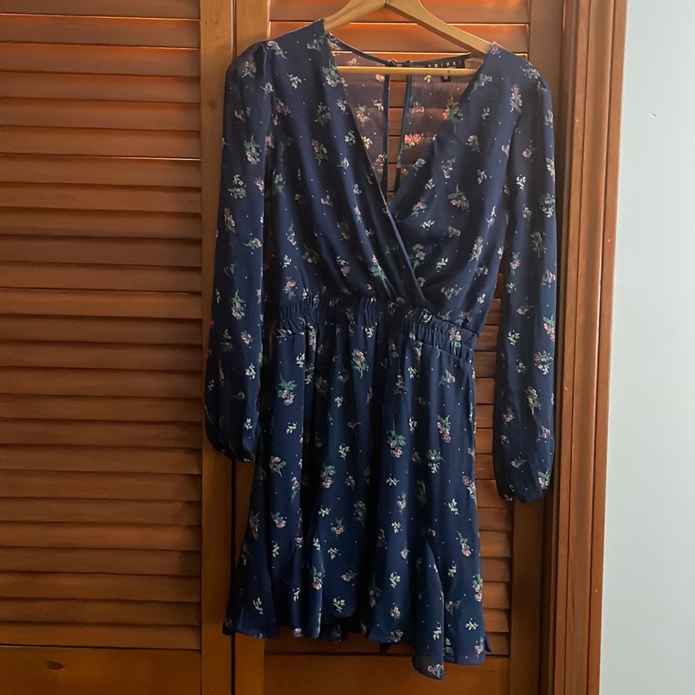 Navy Floral Mini Dress- XS